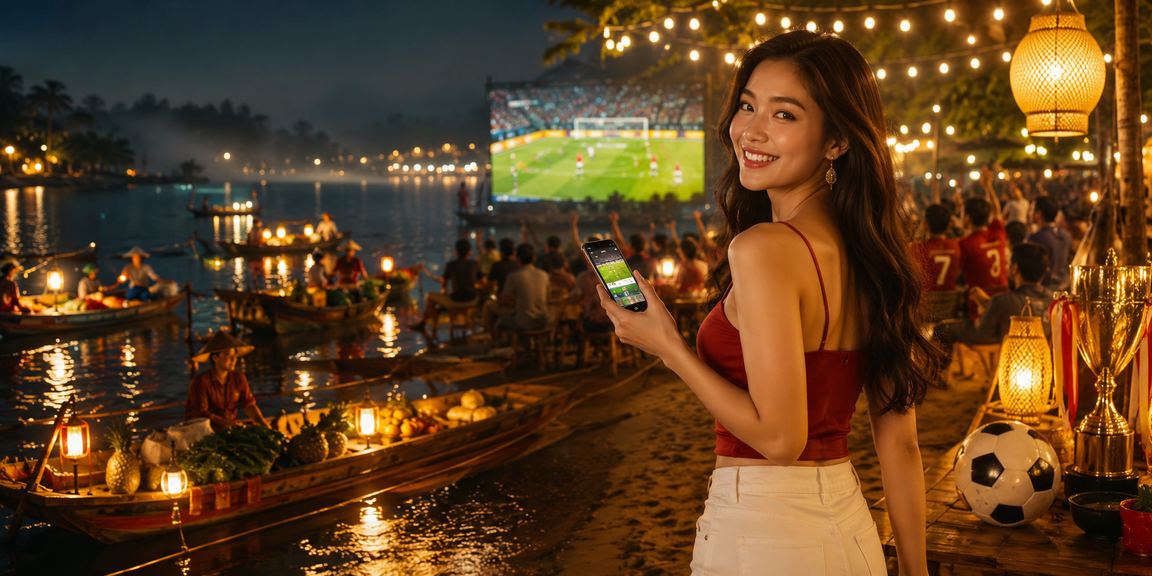 Người xem bóng đá tại chợ đêm Đà Lạt, theo dõi kết quả trên điện thoại di động